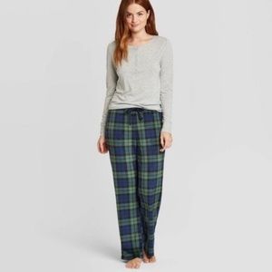 Green/Blue Plaid PJ Set with Gold Lining